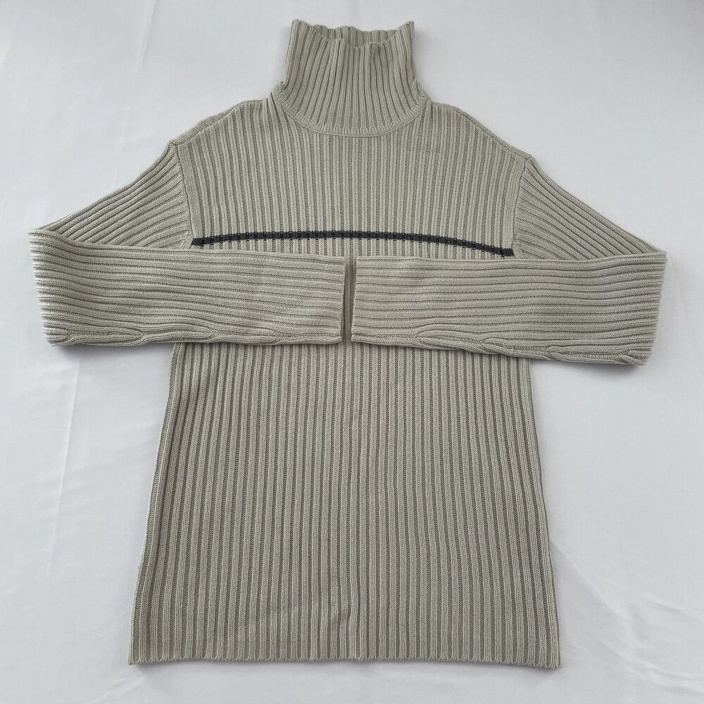 Y2K Aeropostale Rib Knit Turtleneck Sweater Beige Long Sleeve Men's Size M-dmpv